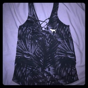 PINK lace up tank top